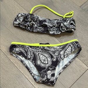 Stella Cove Gray and White Paisley Girls Bikini